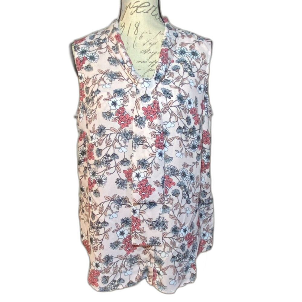 Liz Claiborne Career Pink Floral Sleeveless Top size M